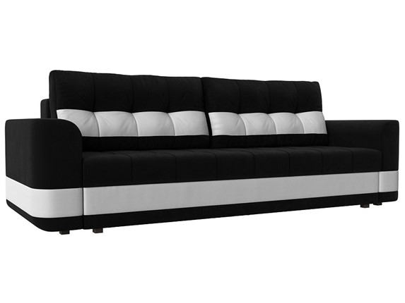 Прямой диван Честер, Черный/белый (вельвет/экокожа) в Перми - изображение