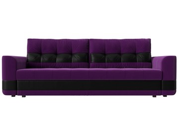 Прямой диван Честер, Фиолетовый/черный (вельвет/экокожа) в Перми - предосмотр 1
