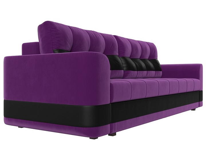Прямой диван Честер, Фиолетовый/черный (вельвет/экокожа) в Перми - изображение 2