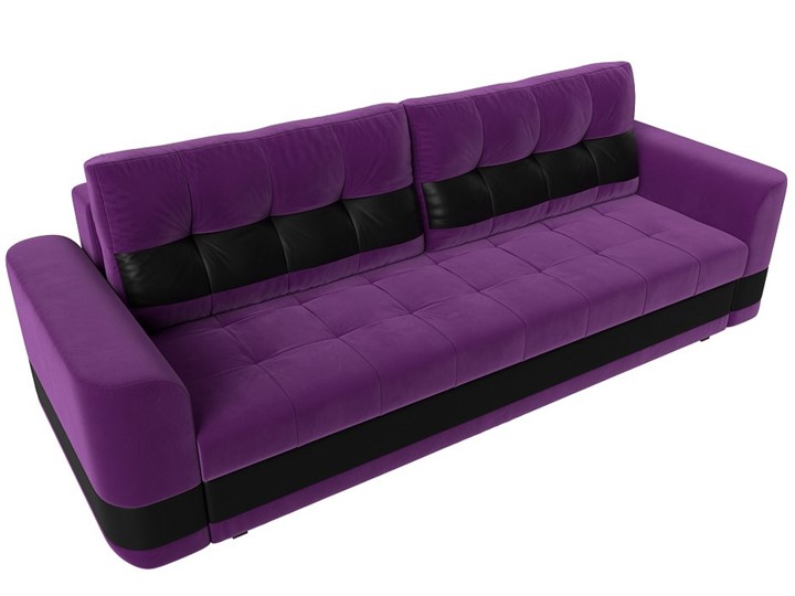 Прямой диван Честер, Фиолетовый/черный (вельвет/экокожа) в Перми - изображение 4
