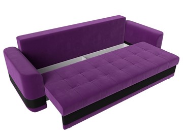 Прямой диван Честер, Фиолетовый/черный (вельвет/экокожа) в Перми - предосмотр 5