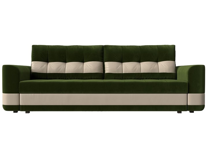 Прямой диван Честер, Зеленый/бежевый (вельвет/экокожа) в Перми - изображение 1