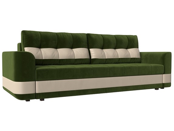 Прямой диван Честер, Зеленый/бежевый (вельвет/экокожа) в Перми - изображение