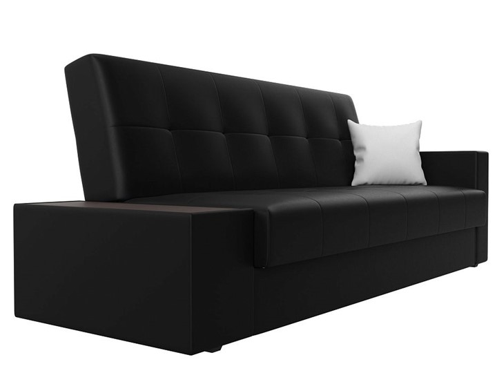 Прямой диван Лига-020, Черный\Черный\Белый(экокожа) в Перми - изображение 2