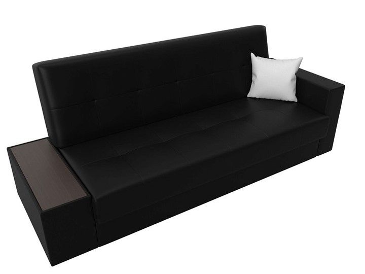 Прямой диван Лига-020, Черный\Черный\Белый(экокожа) в Перми - изображение 4