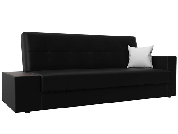 Прямой диван Лига-020, Черный\Черный\Белый(экокожа) в Перми - изображение