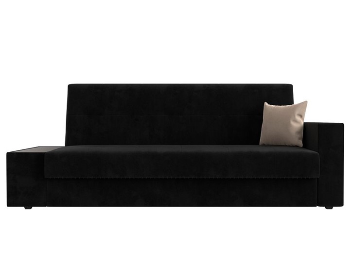 Прямой диван Лига-020, Черный\Черный\Бежевый(велюр) в Перми - изображение 1