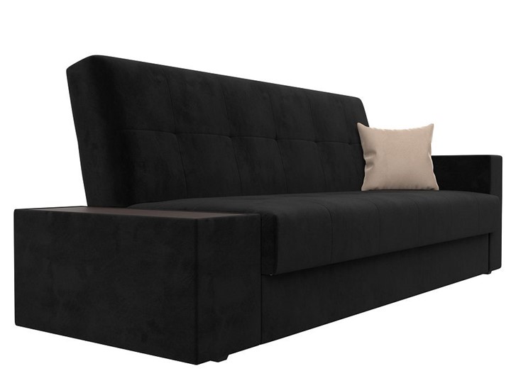 Прямой диван Лига-020, Черный\Черный\Бежевый(велюр) в Перми - изображение 2