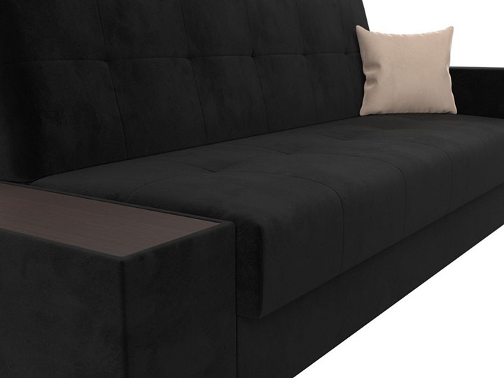 Прямой диван Лига-020, Черный\Черный\Бежевый(велюр) в Перми - изображение 3