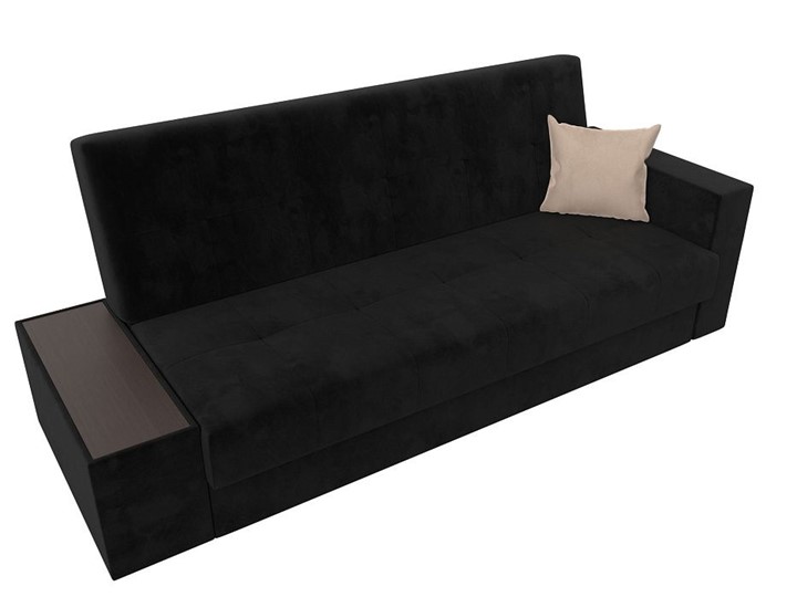 Прямой диван Лига-020, Черный\Черный\Бежевый(велюр) в Перми - изображение 4