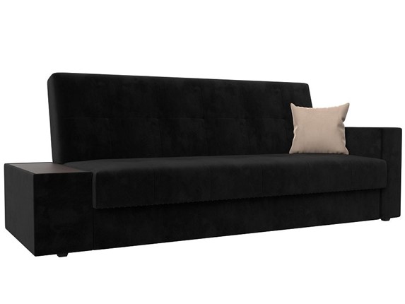 Прямой диван Лига-020, Черный\Черный\Бежевый(велюр) в Перми - изображение