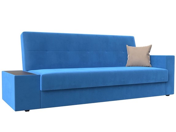 Прямой диван Лига-020, Голубой\Голубой\Бежевый(велюр) в Перми - изображение