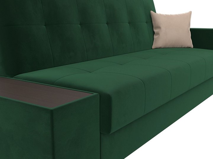 Прямой диван Лига-020, Зеленый\Зеленый\Бежевый(велюр) в Перми - изображение 3
