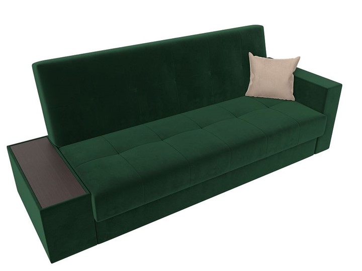 Прямой диван Лига-020, Зеленый\Зеленый\Бежевый(велюр) в Березниках - изображение 4