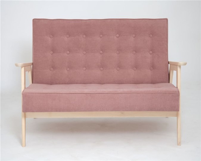 Прямой диван Ретро, двухместный (беленый дуб / RS 12 - розовый) в Кунгуре - изображение 1