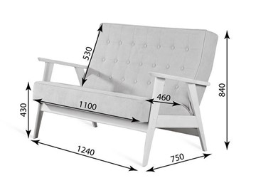 Прямой диван Ретро, двухместный (беленый дуб / RS 12 - розовый) в Кунгуре - предосмотр 2