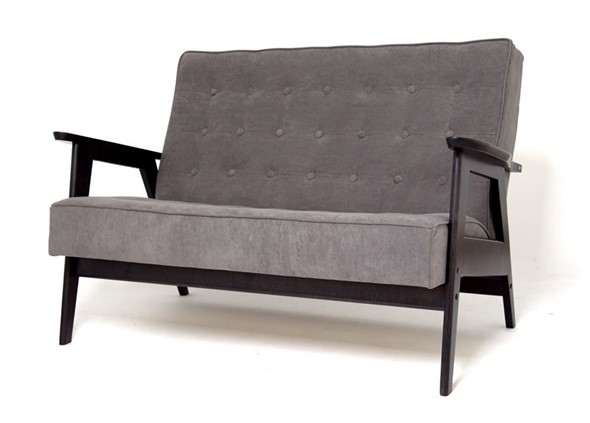 Прямой диван Ретро, двухместный (венге / RS 15 - темно-серый) в Перми - изображение