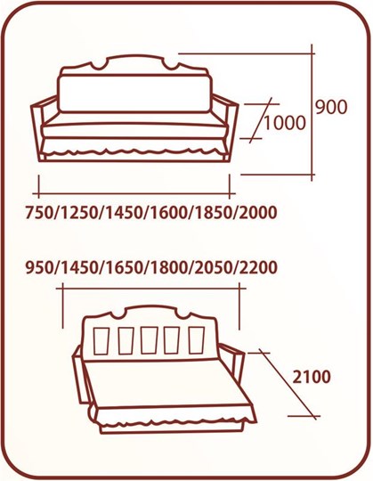 Прямой диван Аккордеон Бук 120, НПБ, Радуга в Перми - изображение 1