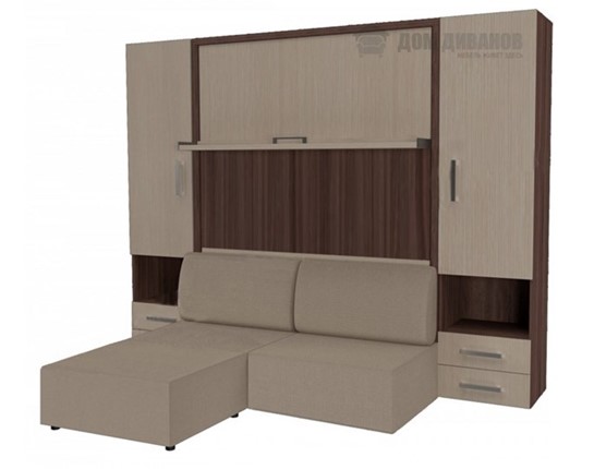 Диван Кровать-трансформер Smart (ШЛ+КД 1400+ШП+Пуф), 2 шкафа, без подлокотников в Перми - изображение
