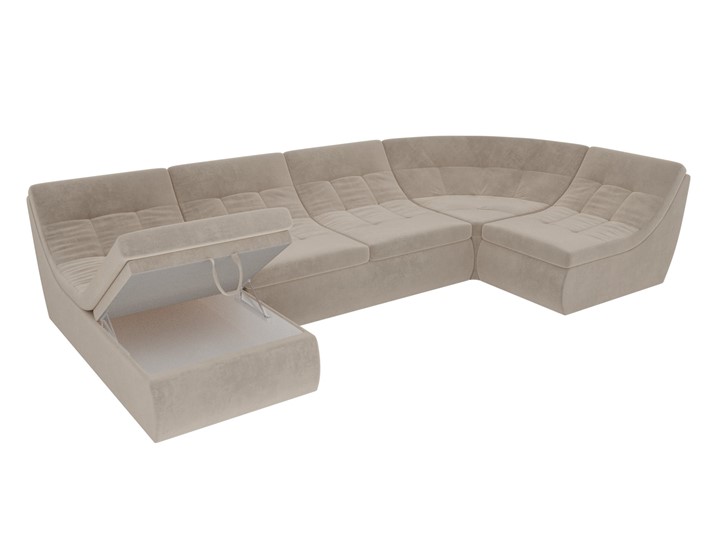Модульный раскладной диван Холидей, Бежевый (велюр) в Перми - изображение 6