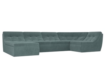 Модульный П-образный диван Холидей, Бирюзовый (велюр) в Перми - предосмотр
