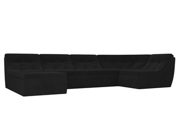 Модульный П-образный диван Холидей, Черный (велюр) в Перми