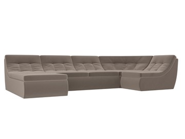 Модульный П-образный диван Холидей, Коричневый (велюр) в Перми - предосмотр