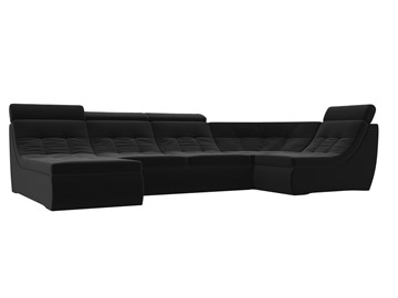 Модульный раскладной диван Холидей люкс, Черный (микровельвет) в Перми