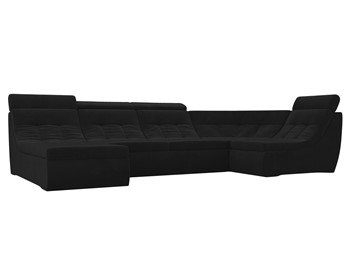 Модульный раскладной диван Холидей люкс, Черный (велюр) в Перми