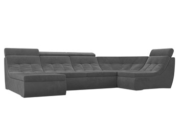 Большой модульный диван Холидей люкс, Серый (велюр) в Перми - предосмотр