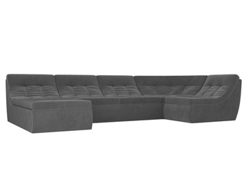 Модульный П-образный диван Холидей, Серый (велюр) в Перми