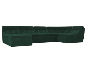 Модульный П-образный диван Холидей, Зеленый (велюр) в Перми - предосмотр