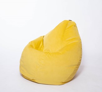 Кресло-мешок Груша среднее, велюр однотон, лимонное в Перми - предосмотр