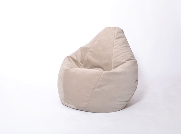 Кресло-мешок Груша среднее, велюр однотон, бежевое в Березниках - изображение