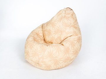 Кресло-мешок Груша большое, жаккард, бежевые листья в Кунгуре