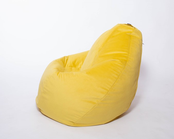 Кресло-мешок Груша малое, велюр однотон, лимонное в Перми - изображение 1