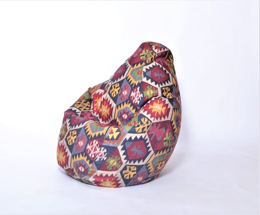 Кресло-мешок Груша среднее, велюр принт, мехико графит в Перми - изображение