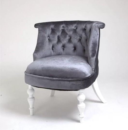 Кресло Бархат (серый бархат/белая эмаль) в Перми - изображение 1
