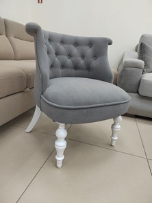 Кресло Бархат (серый бархат/белая эмаль), 000042564 в Перми