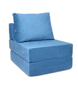 Кресло бескаркасное Окта, велюр синий в Кунгуре
