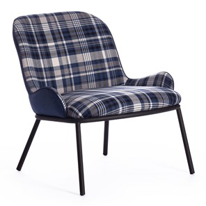 Кресло DUKEN (mod. 0179322) металл/ткань, 79х59х66 см, синий/синяя шотландка/черный в Перми