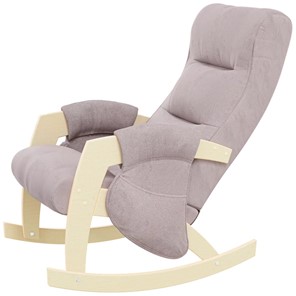 Кресло-качалка ЭЛИТ с карманами Джанни (каркас дуб, сиденье серо-розовое) в Березниках