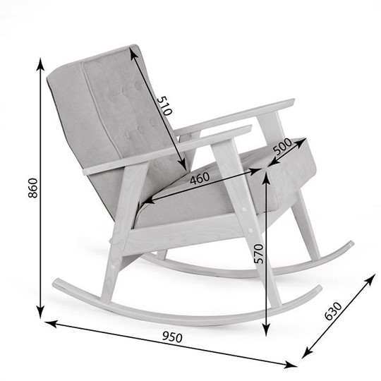Кресло-качалка Ретро (беленый дуб / 02 - светло-серый) в Перми - изображение 3