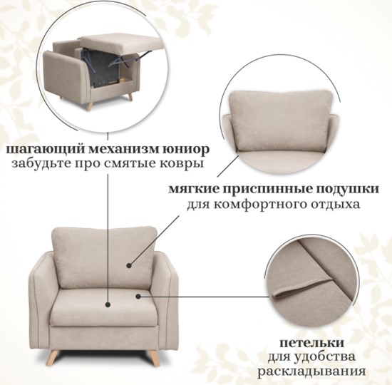 Кресло-кровать Бертон бежевый в Перми - изображение 2