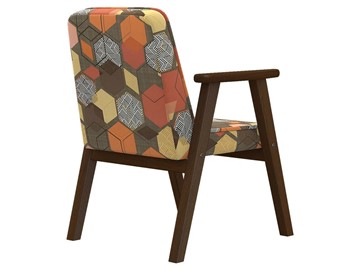 Кресло в гостиную  Ретро ткань геометрия коричневый, каркас орех в Березниках - предосмотр 1