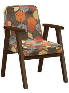 Кресло в гостиную  Ретро ткань геометрия коричневый, каркас орех в Перми - предосмотр