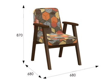 Кресло в гостиную  Ретро ткань геометрия коричневый, каркас орех в Березниках - предосмотр 5