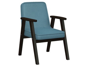 Мягкое кресло Ретро ткань голубой, каркас венге в Перми