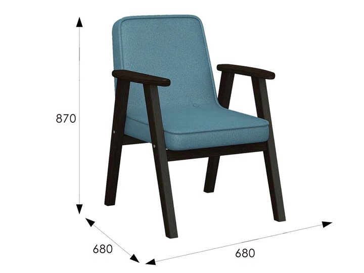 Мягкое кресло Ретро ткань голубой, каркас венге в Перми - изображение 6