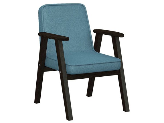 Мягкое кресло Ретро ткань голубой, каркас венге в Перми - изображение